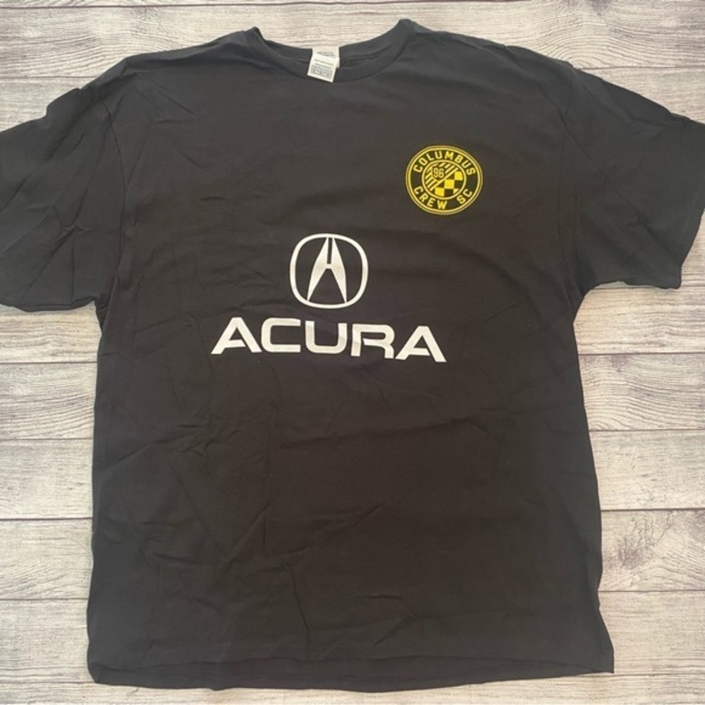 Columbus Crew MLS Black Yellow Tee T-Shirt Soccer Acura NWOT Size XL